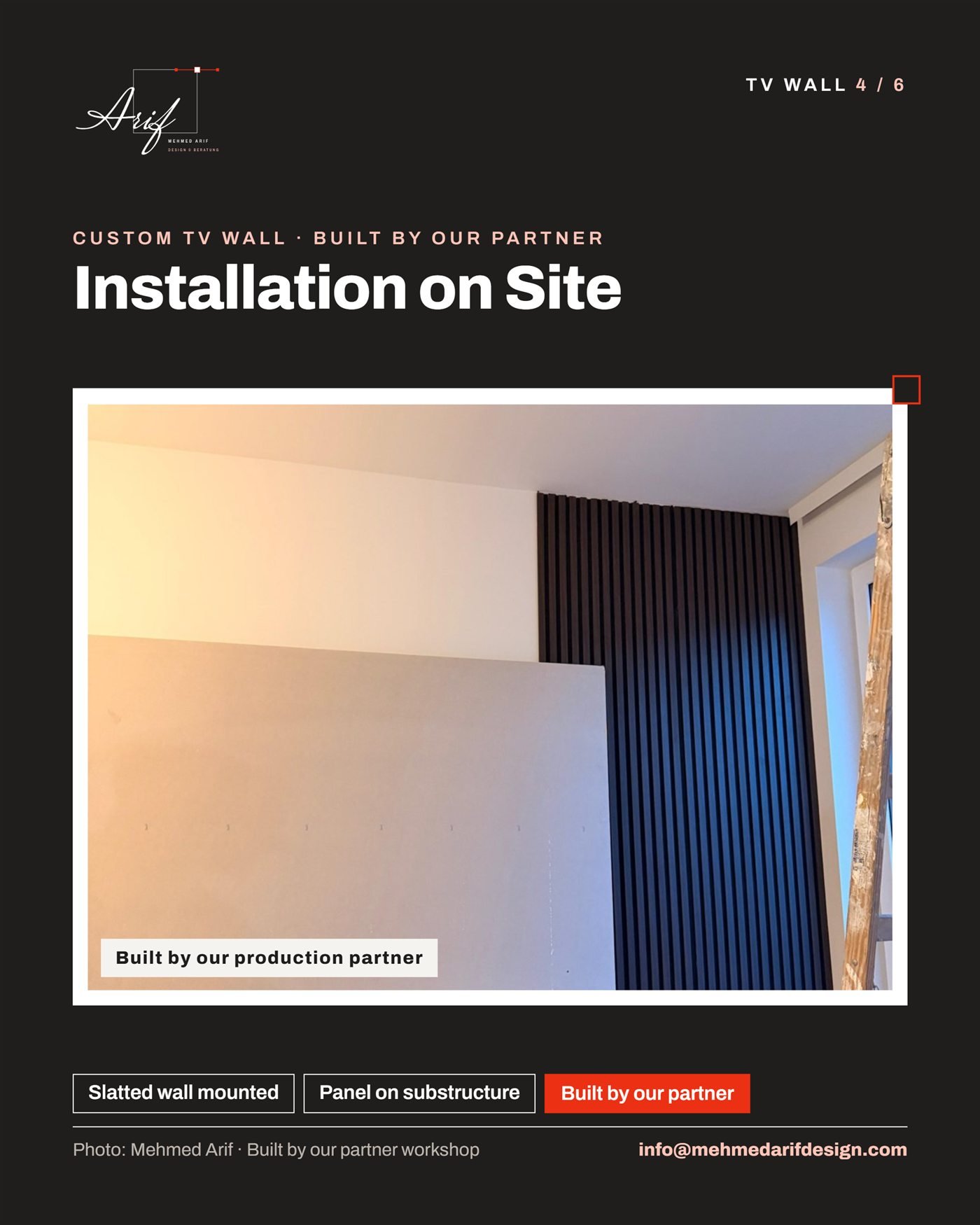 P-04 TV wall · Slatted wall with floating sideboard — 5