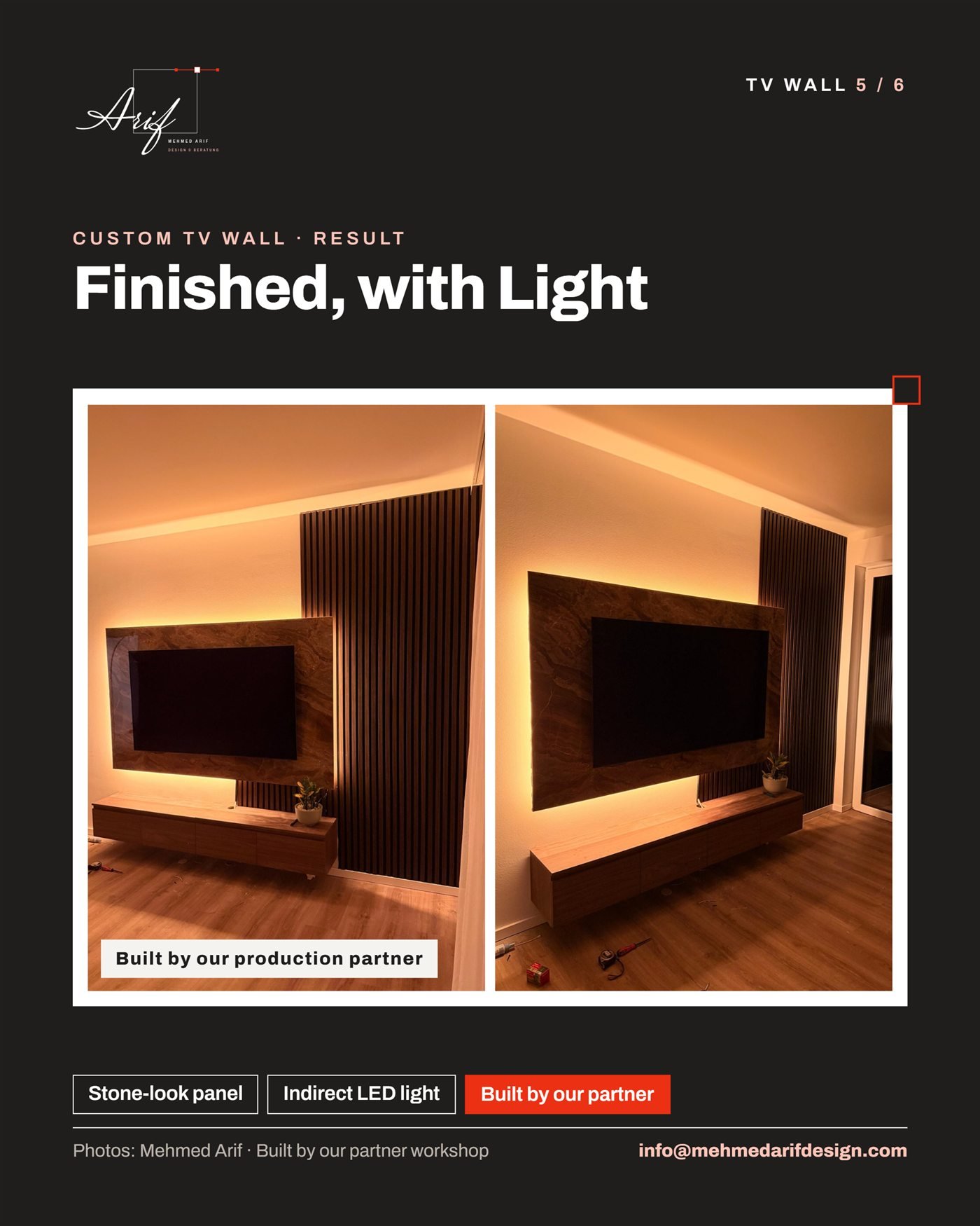 P-04 TV wall · Slatted wall with floating sideboard — 6