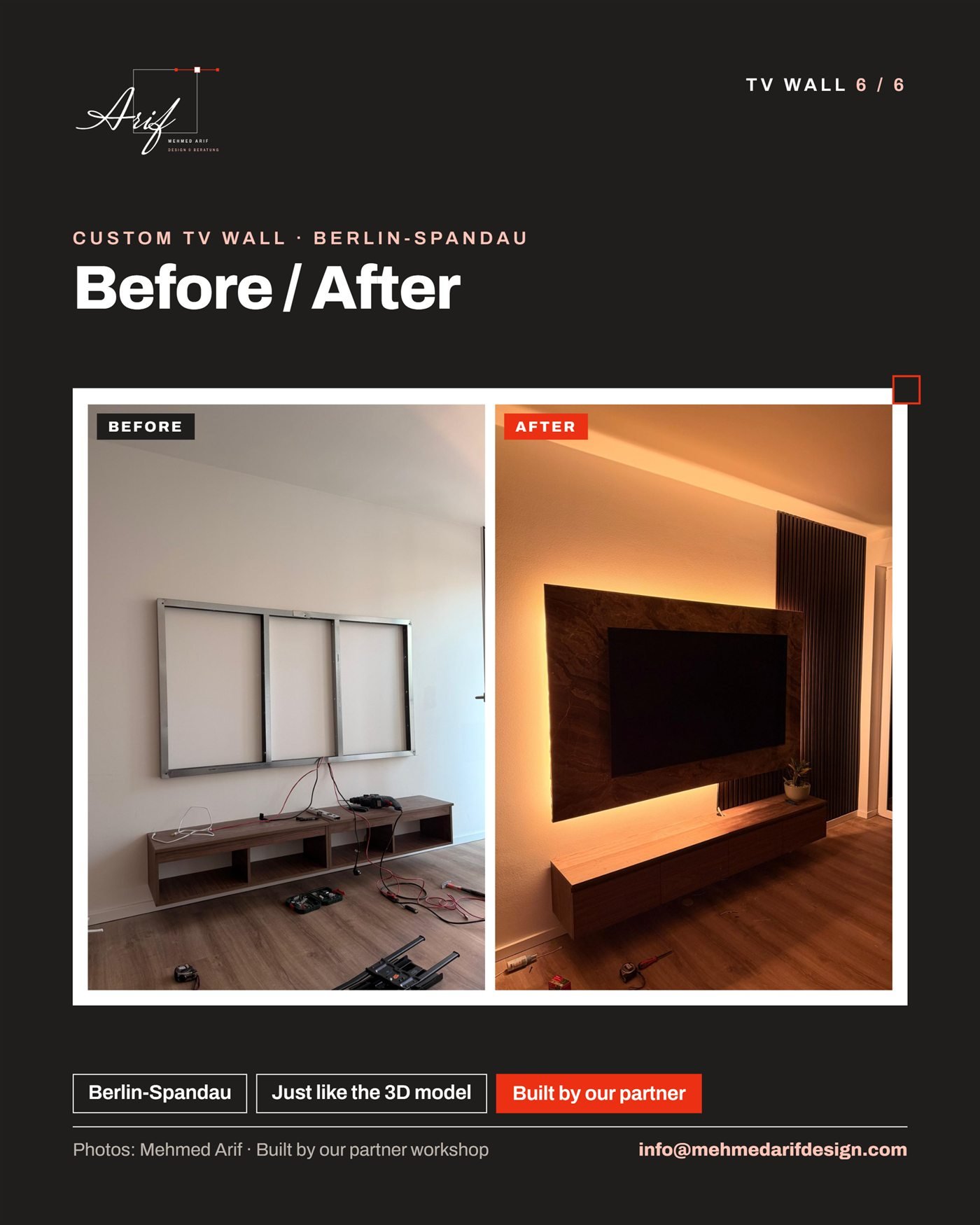 P-04 TV wall · Slatted wall with floating sideboard — 7